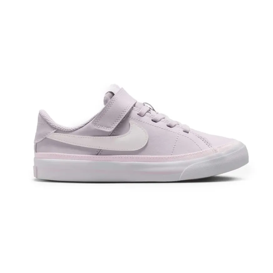Tênis infantil feminino Nike Court Legacy BPV na cor lilás exibido em fundo branco
